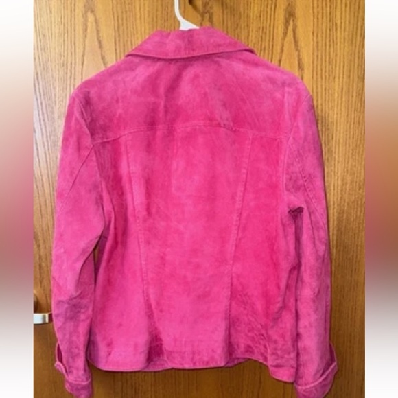 L Live a Little Women's Pink Blazer Jacket Size Large, 100% Leather, Long Sleeve - Picture 4 of 6